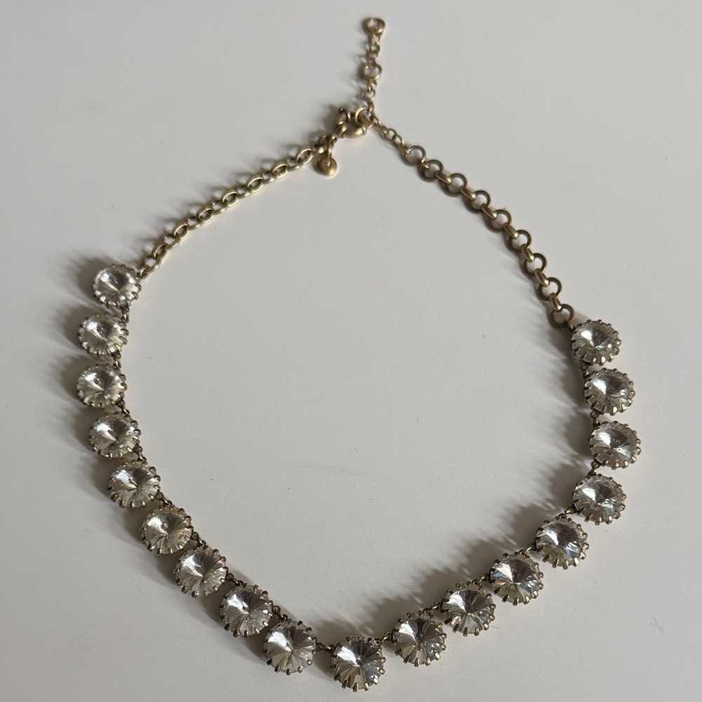 J. Crew Gold Necklace with Clear Crystals